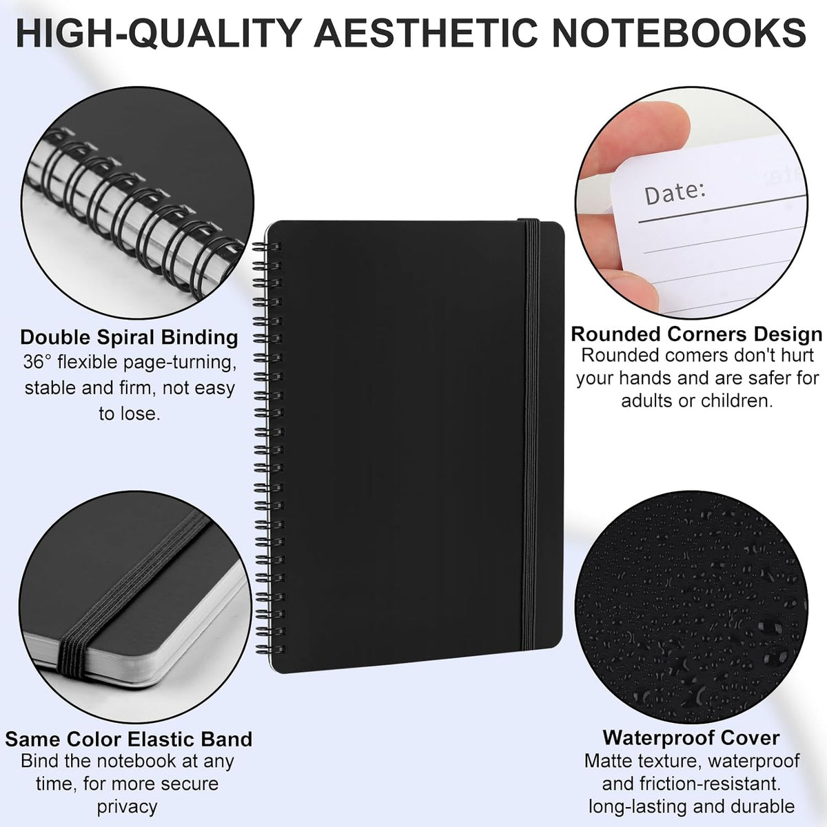 Utron 3 PCS Small Spiral Notebook 5x7, Notebooks for Note Taking, Morandi Spiral Journal Notebook, Work Notebook Small Notebooks 5x7 with Strap, Cute Notebooks for Women 70 Sheets/Note Books