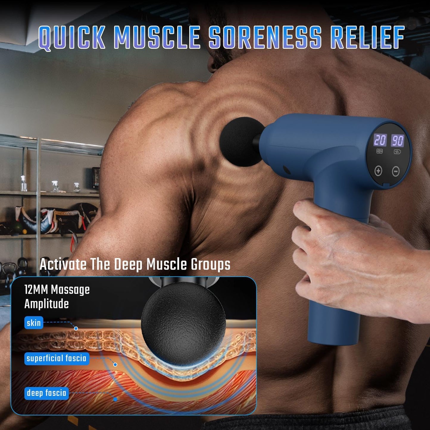 cotsoco Massage Gun Deep Tissue, Muscle Massage Gun with 9 Attachment Heads 20 Speeds & Silent Brushless Motor for Pain Relief, Handheld Percussion Back Massager Gun, Fathers Day Dad Gifts(Black)
