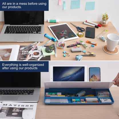 TSJ OFFICE Whiteboard Weekly Dry-Erase-Board - Desktop White Board Calendar Desk Organizers with Accessories Computer Keyboard Stand with Drawer, for Office, Home, School Supplies - White Calendar