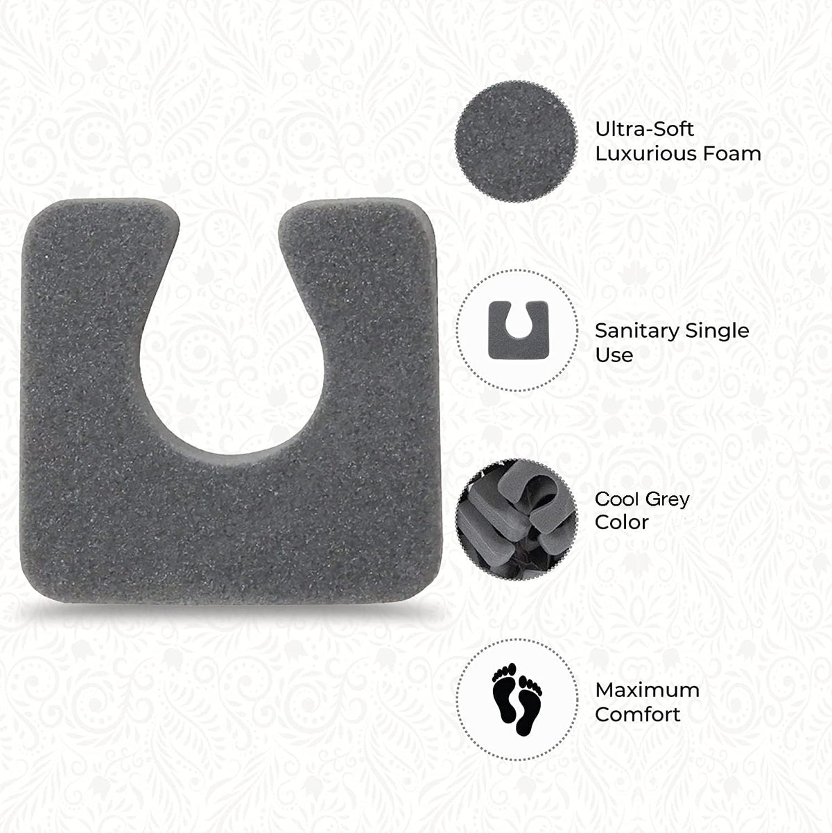 ForPro Sole Toe Separators - Black Luxurious Foam Separators - Individual Toe Separators for Pedicures â€“ 144-Count