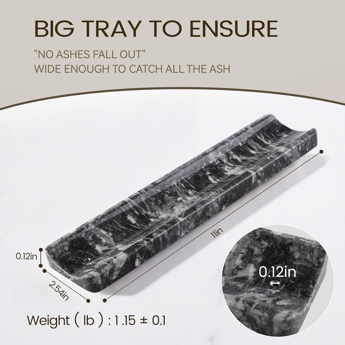 Koville Marble Incense Holder, Incense Holder for Sticks, Incense Sticks Holder Ash Catcher for Meditation Yoga SPA, Natural Stone Incense Burner, Home Table Decor (Grey)