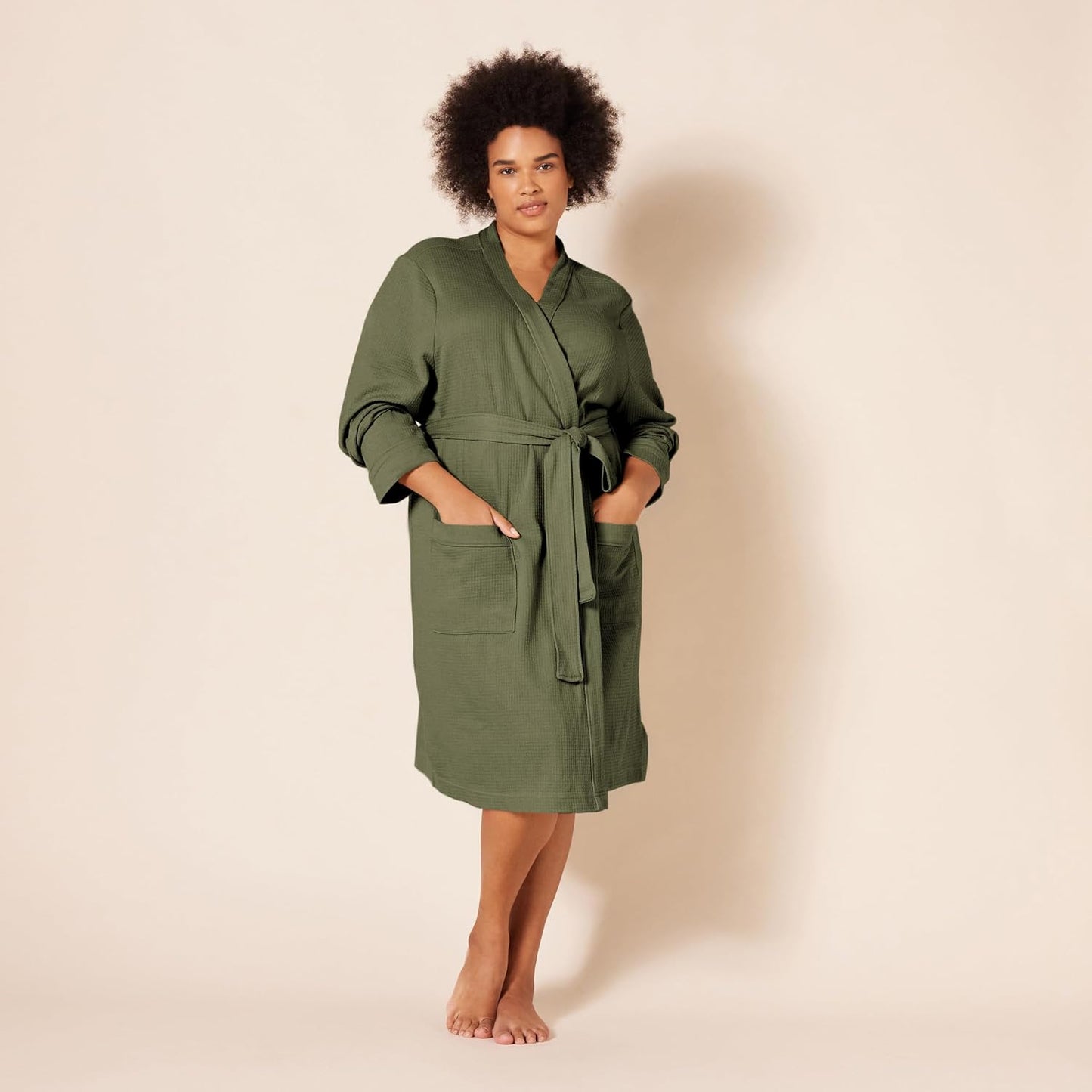 Amazon Essentials Women's Lightweight Waffle Full-Length Bath Robe (Available in Plus Size)