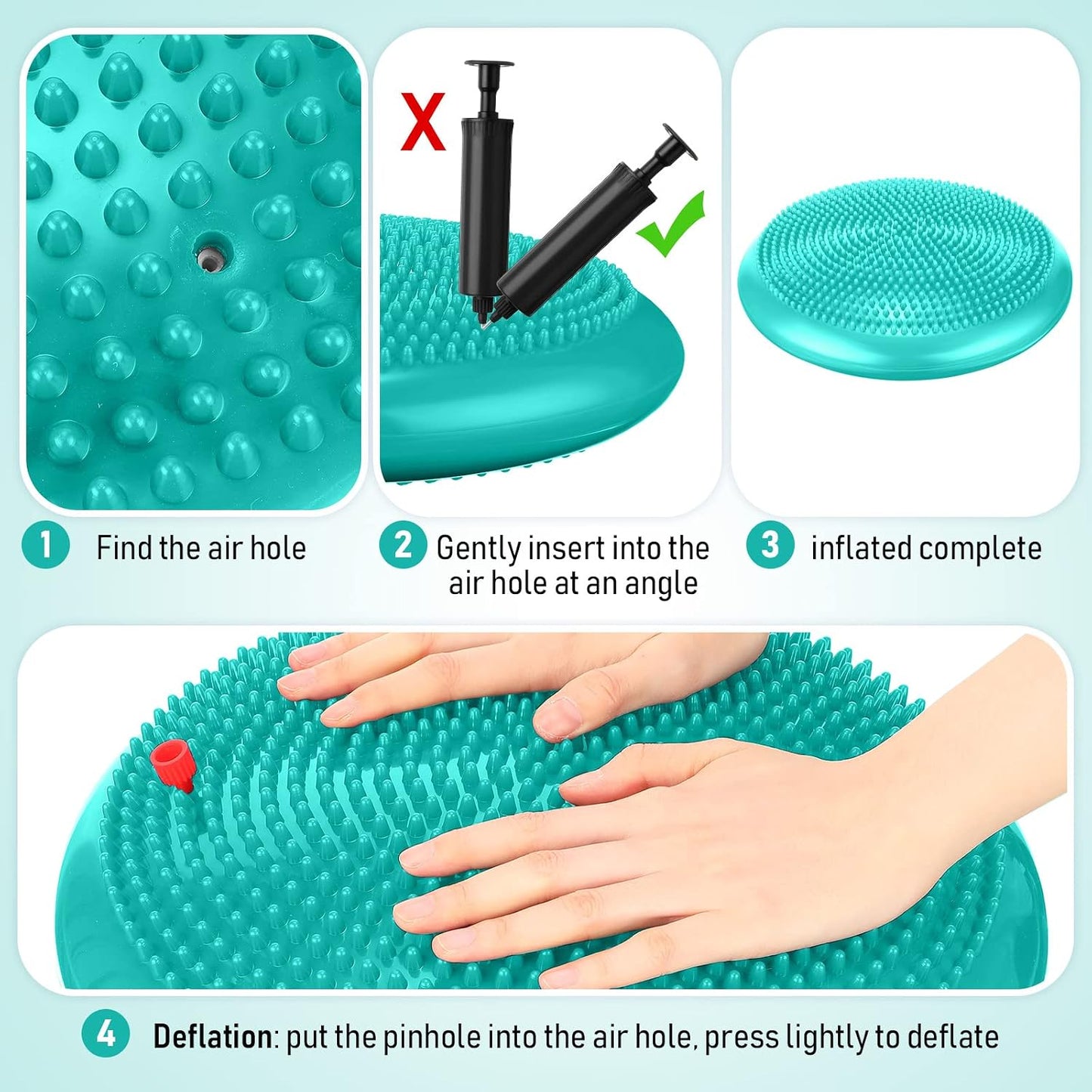 Leitee 3 Pcs Inflated Wobble Cushion Exercise Wiggle Seat for Sensory Flexible Seating Wobble Board Balance Disc Sensory Wiggle Seat Pad for Office Chair with Air Pump