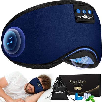 MUSICOZY Sleep Headphones, Bluetooth 5.4 Sleep Mask Headband Headphones Sleeping Eye Mask, Wireless Music Earbuds Earphones with HD Stereo Speakers for Side Sleepers, Cool Gadgets Unique Gift