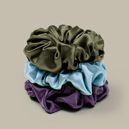 LILYSILK Silk Hair Scrunchies / Ties for Frizz & Breakage Prevention, 100% Mulberry, No Damage, Elastic ponytail Holders, 1Pc, Coffee - Colors B