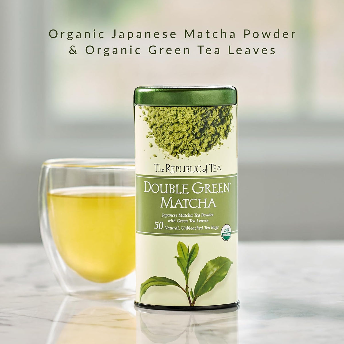 The Republic of Tea Organic Double Green Matcha, 50 Count