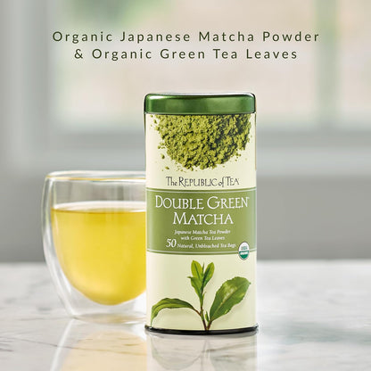 The Republic of Tea Organic Double Green Matcha, 50 Count