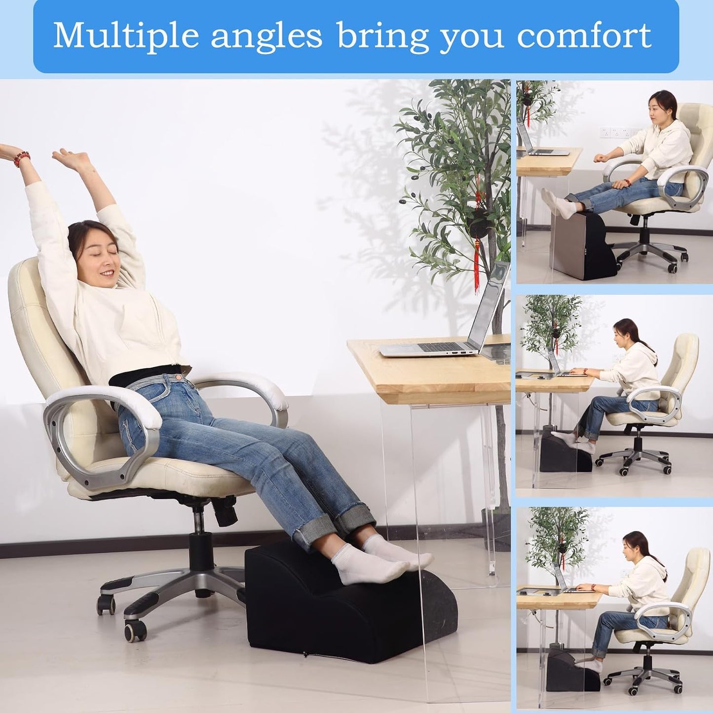 Foot Rest for Under Desk at Work.Multifunctional 3-Tier Foot Stool,with Washable Footrest.for Under Desk,Office Chair Gaming Chair & Sofa,Leg Elevation Pillow,Supports Posture -Dark Grey