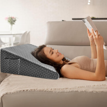 Wedge Pillow for Sleeping, 7.5" Memory Foam Bed Wedge Pillow