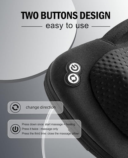 VIKTOR JURGEN Shiatsu Back Massager with Heat – Deep Tissue Massage for Neck, Shoulder, Back Pain Relief, Electric Kneading 3D Massage Pillow, Christmas for Men Women Dad Wife Mom Gifts (NOT Cordless)