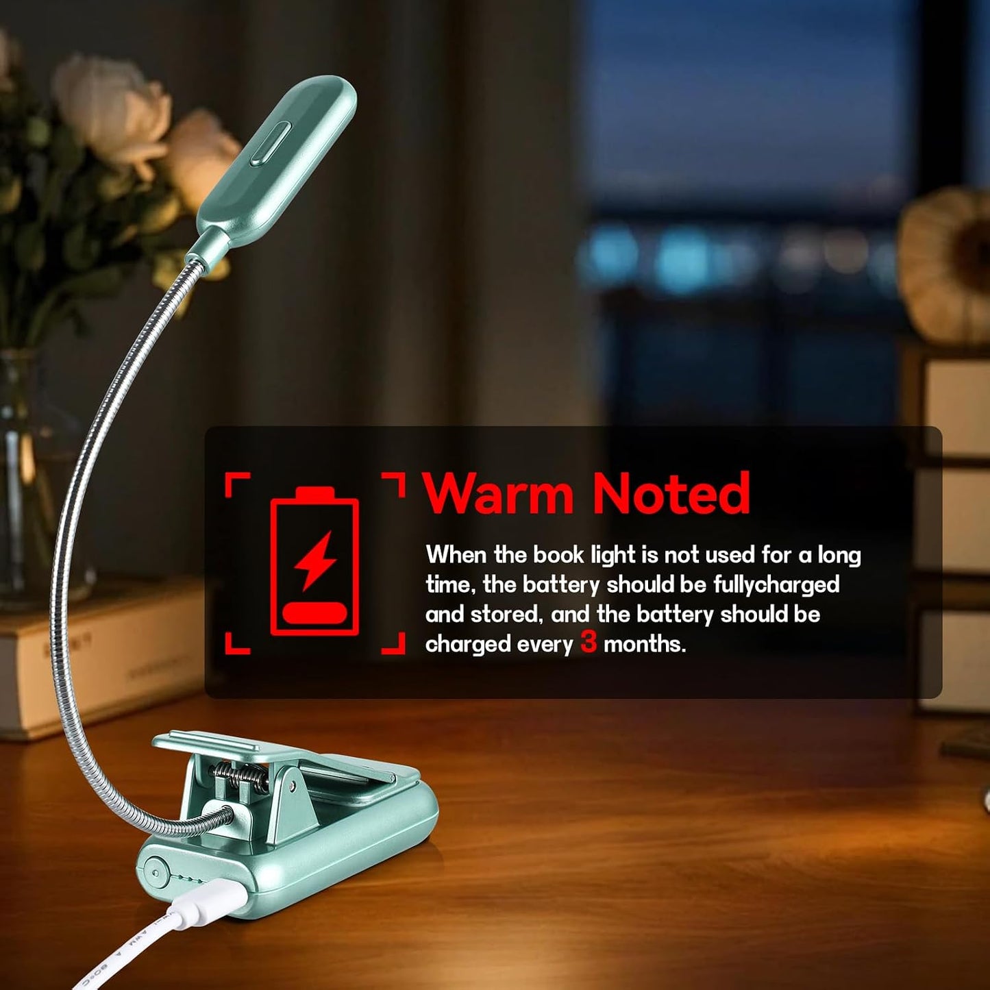 VAVOFO Clip On Book Light for Bed Kids, 7 LED Reading Light with 9-Level Warm Cool White Daylight, Eye Care Lamp with Power Indicator for Bookworms (Blue)