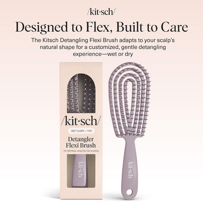 Kitsch Hair Brush Detangler – Flexi Flow Hair Brush for Women, Men & Kids | Detangling Brushes for Curly Hair with Bendable Frame, Bounce Curl Defining Brush for Wet or Dry Strands - Soft Violet