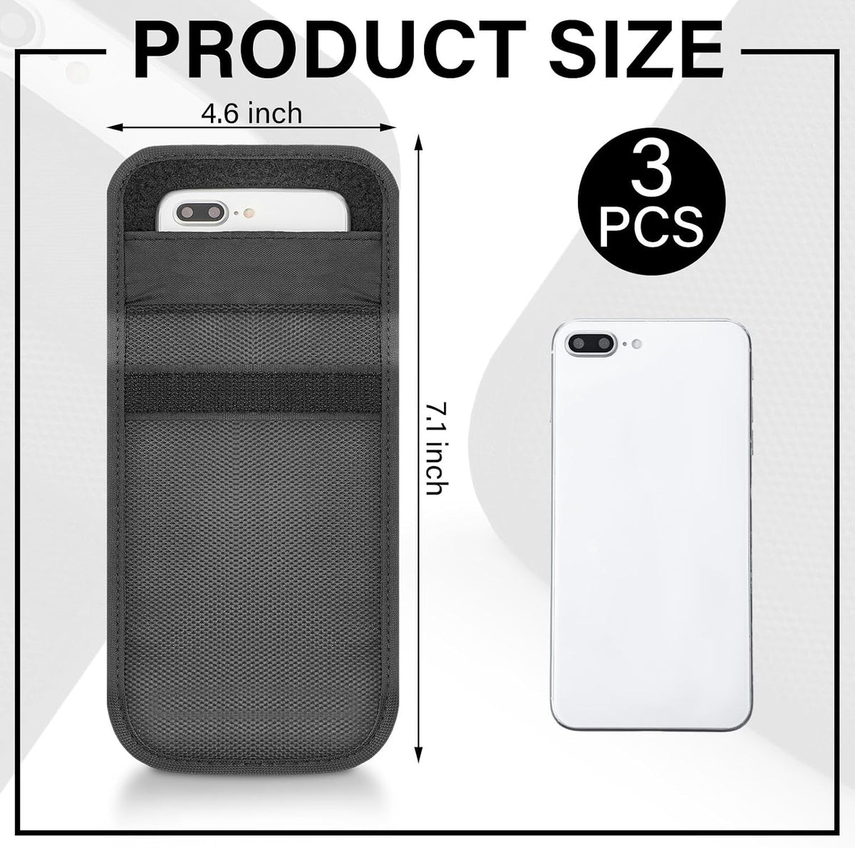 3 Pcs Faraday Bag Signal Blocking Pouch Nylon Sleeve, Black