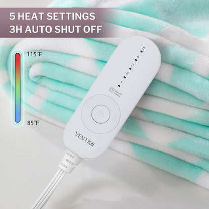 VENTIMI Electric Blanket Heated Throw, 50" x 60" Heated Blanket with 5 Heat Levels & 3 Hours Auto Off, Fast Heating Blankets with ETL & FCC Certification, Grey