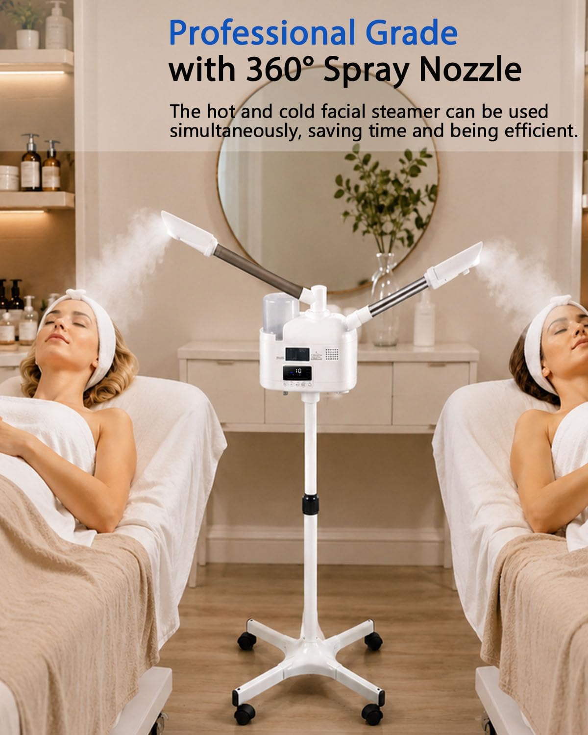 Artist hand Professional Facial Steamer with 5X LED Magnifying Lamp 3 in 1