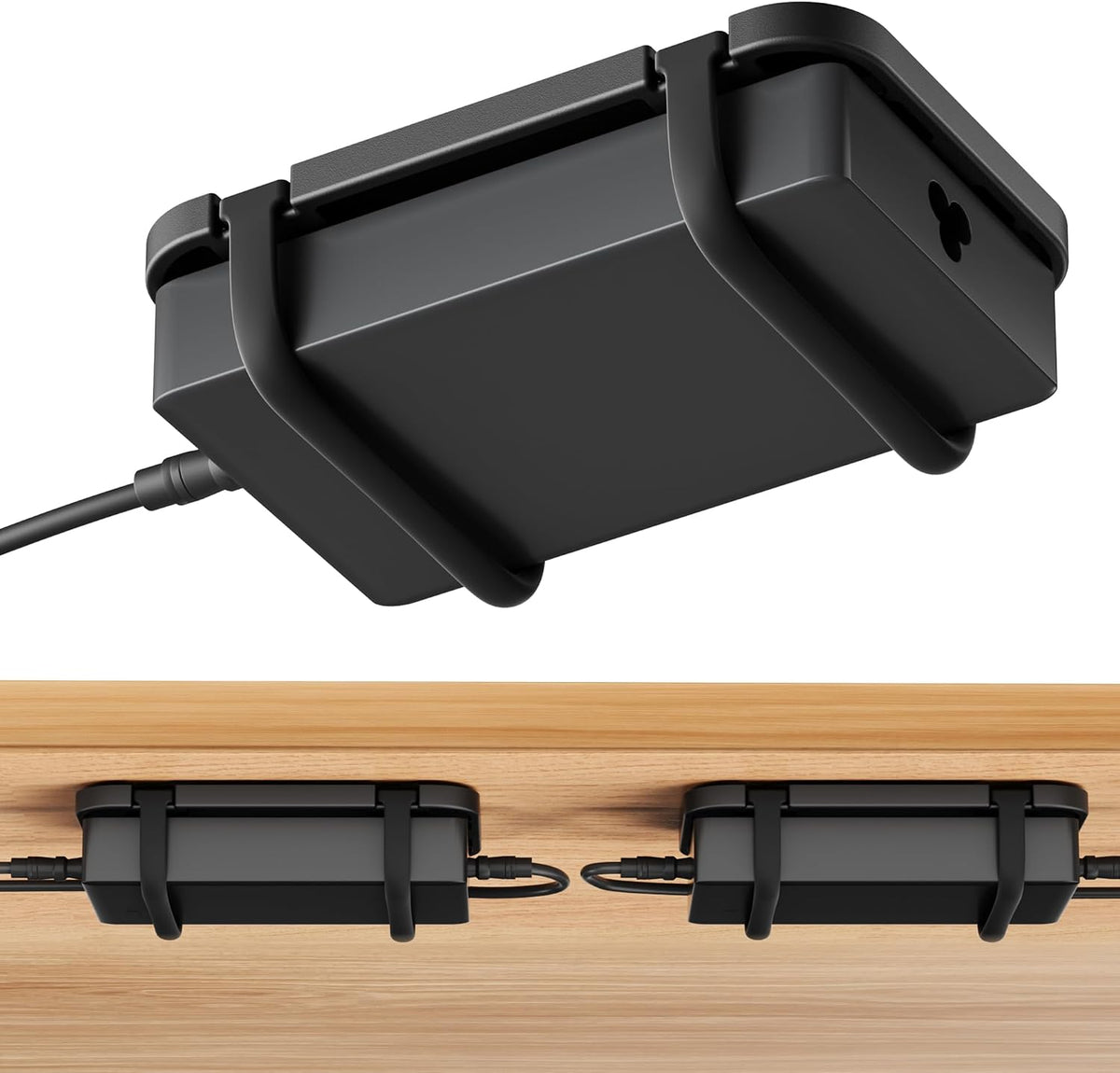 Upgraded Laptop Charger Holder,Adjustable Silicone Strap Power Brick Organizer With Heat Dissipation,Under Desk Cable Management Mount For Most Power Adapters,Chargers, Included Screws & Adhesive