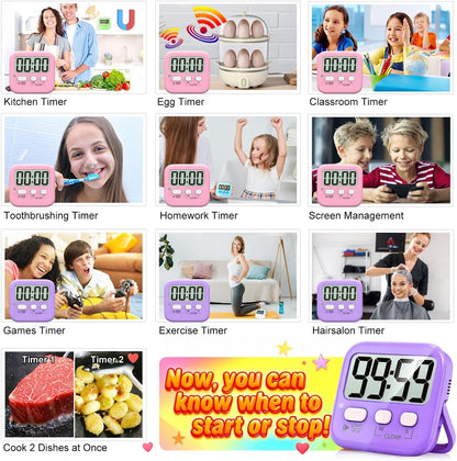 Antonki 2 Pack Digital Timer for Kids Classroom Kitchen Timers for Cooking