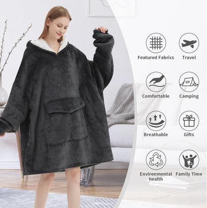 Fiosnow Sun and Moon Blanket Hoodies for Women and Men Adult Oversize Wearable Blanket Hoodies for Soft and Warm