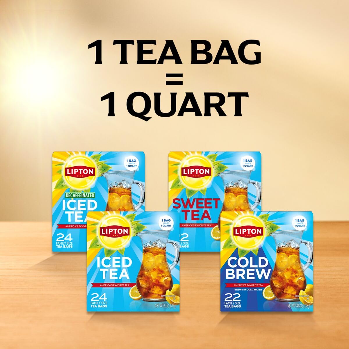 Lipton Southern Sweet Iced Tea Bags, Family Size, 132 Total Bags