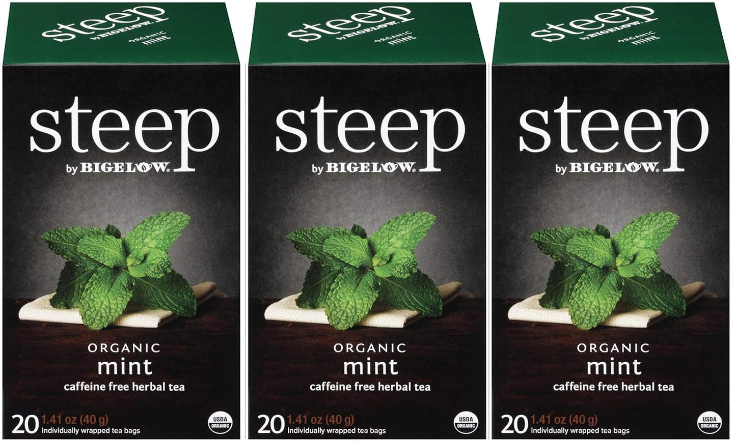 steep by Bigelow Organic Rooibos Hibiscus Herbal Tea, Caffeine Free, 20 Count (Pack of 6), 120 Total Tea Bags