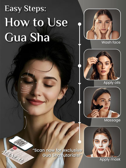 Rena Chris Gua Sha Facial Tools: Jade Stone Guasha Tool for Face Acupuncture Therapy, Facial Massager for Jawline Sculpting and Puffiness Reducing (Green)