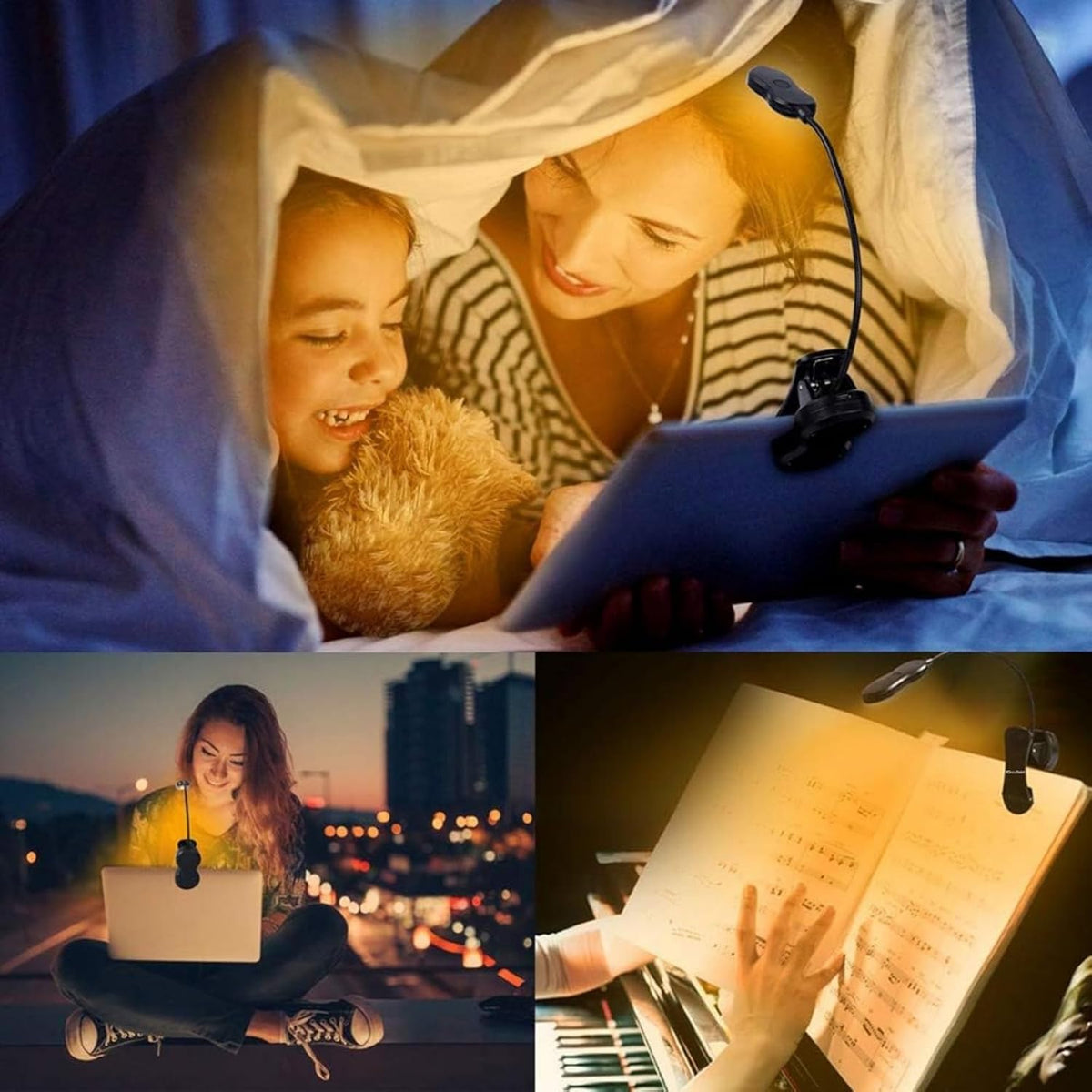 Amber Book Light, Rechargeable Blue Light Blocking Reading Light, Clip on Book Lamp, 3 Brightness Eye Care Sleep Aid Reading Lights for Study Bookworms Travel