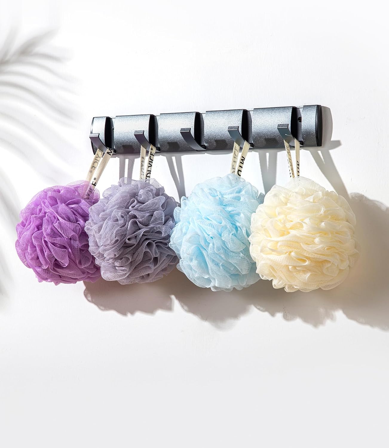 MTDLYICE Loofah Sponge, XXL Large Loofah 100g 4 Pack, Bath Sponge Soft Mesh Shower Loofah for Men, Body Scrub, Shower Pouf Bath Accessories, for Body Wash, Soap (Blue Gray)