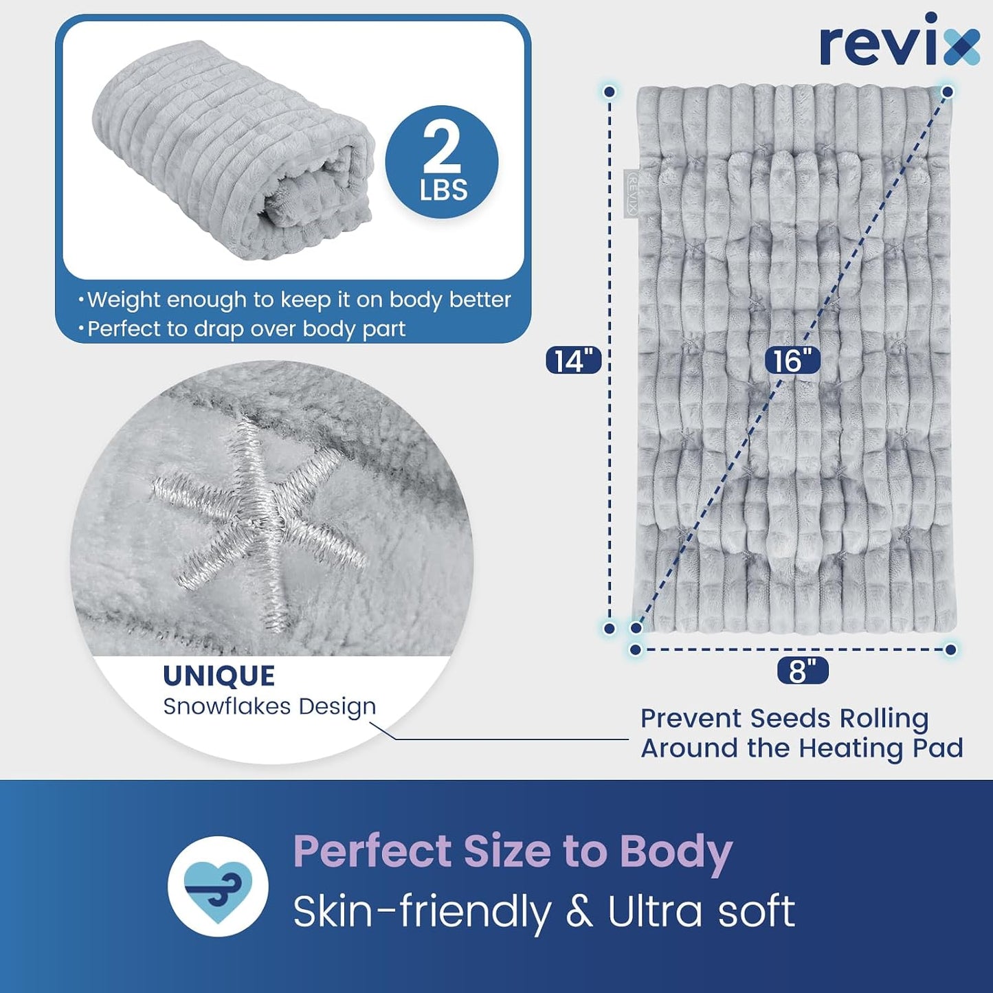REVIX 6 * 12" Moist Heating Pad Microwavable, Reusable Microwave Heating Pads for Joints, Weighted Heat Packs with Flaxseeds for Shoulders, Neck, Back, Unscented
