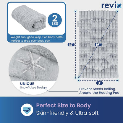 REVIX 6 * 12" Moist Heating Pad Microwavable, Reusable Microwave Heating Pads for Joints, Weighted Heat Packs with Flaxseeds for Shoulders, Neck, Back, Unscented