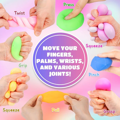12 Pack Slow Rising Stress Ball,Stress Balls for Kids Adults,Stretchy Fidget Toys for Stress Relief,Hand Therapy Sensory Squishy Ball, Squishy Toys for Kids, Classroom Prize Box Party Favors
