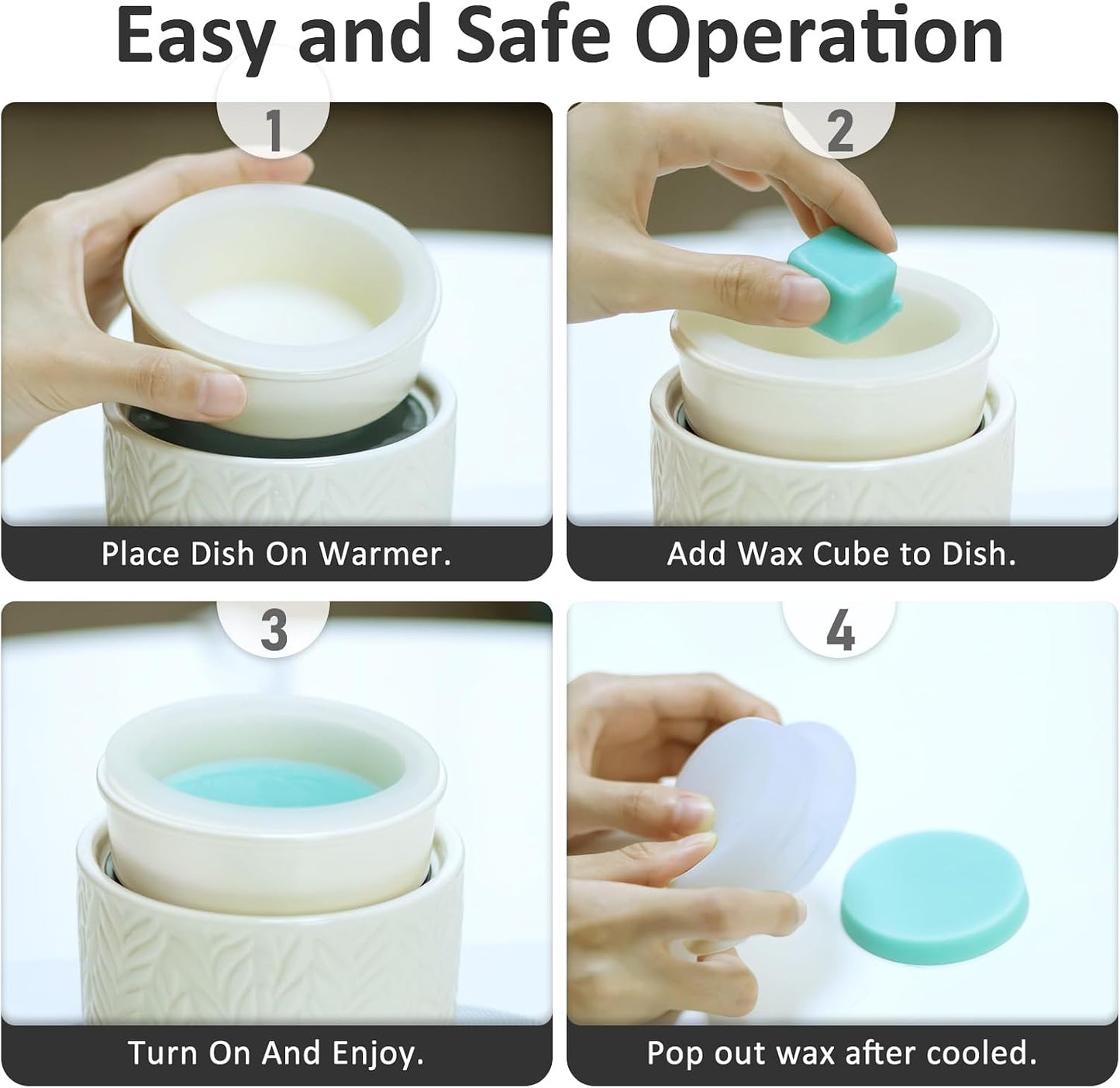 EQUSUPRO Wax Melt Warmer for Scented Wax Melts 3-in-1 Electric Ceramic Candle Wax Warmer Burner Fragrance Wax Melter for Home Office Bedroom Gift & Decor (Leaf)