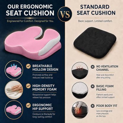 Seat Cushions for Office Chairs Wheelchair Cushion for Long Sitting Back Pain，Memory Foam Seat Car Computer Desk Chair Cushion，Coccyx Cushion for Tailbone Pain Relief Cushion Office Chair Black