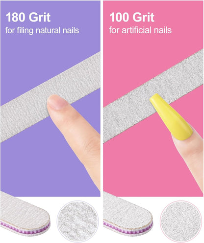MORGLES Nail File and Buffer Blocks with Nail Care Kit, 13 Pcs Manicure Kit for Women with Milk and Honey Cuticle Oil and Cuticle Trimmer Set