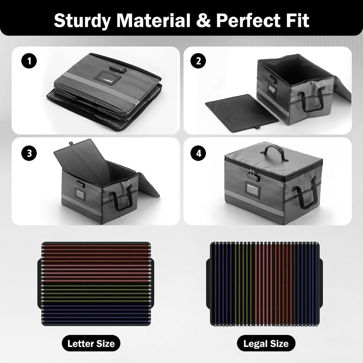EXLIFBAG Fireproof File Organizer with Lock, 1 Layer