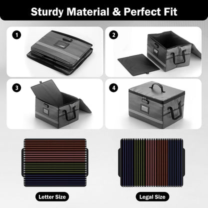 EXLIFBAG Fireproof File Organizer with Lock, 1 Layer