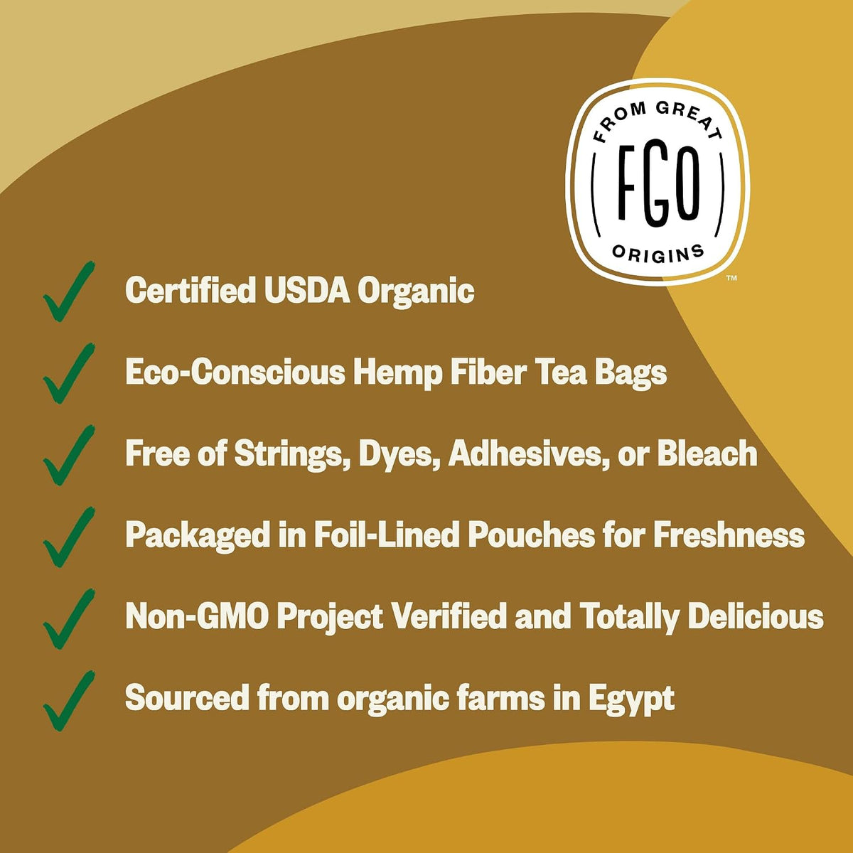FGO Organic Chamomile Tea, 100 Count, Eco-Conscious Tea Bags, Resealable Bag, Packaging May Vary (Pack of 1)