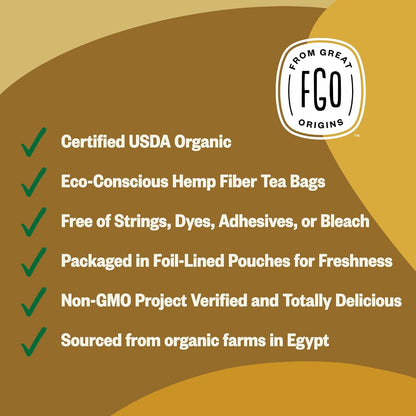 FGO Organic Chamomile Tea, 100 Count, Eco-Conscious Tea Bags, Resealable Bag, Packaging May Vary (Pack of 1)