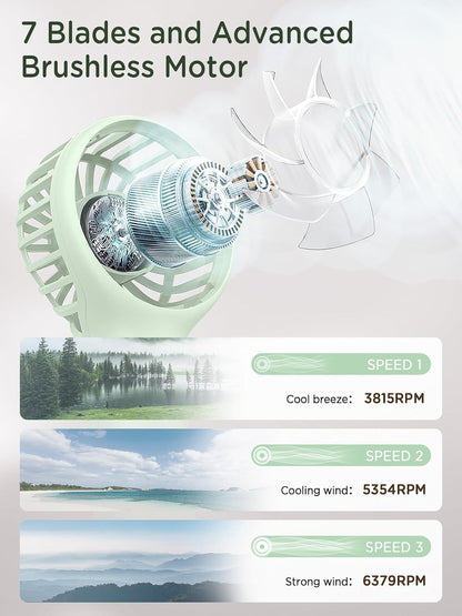 EasyAcc Portable Waist Fan, 4-in-1 Wearable Personal Fan with Dual Clip, Neck Fan & Desk Fan, 4 Speeds Powerful Turbo Airflow, Rechargeable USB-C Belt Fan for Outdoor Work, Camping, Travel