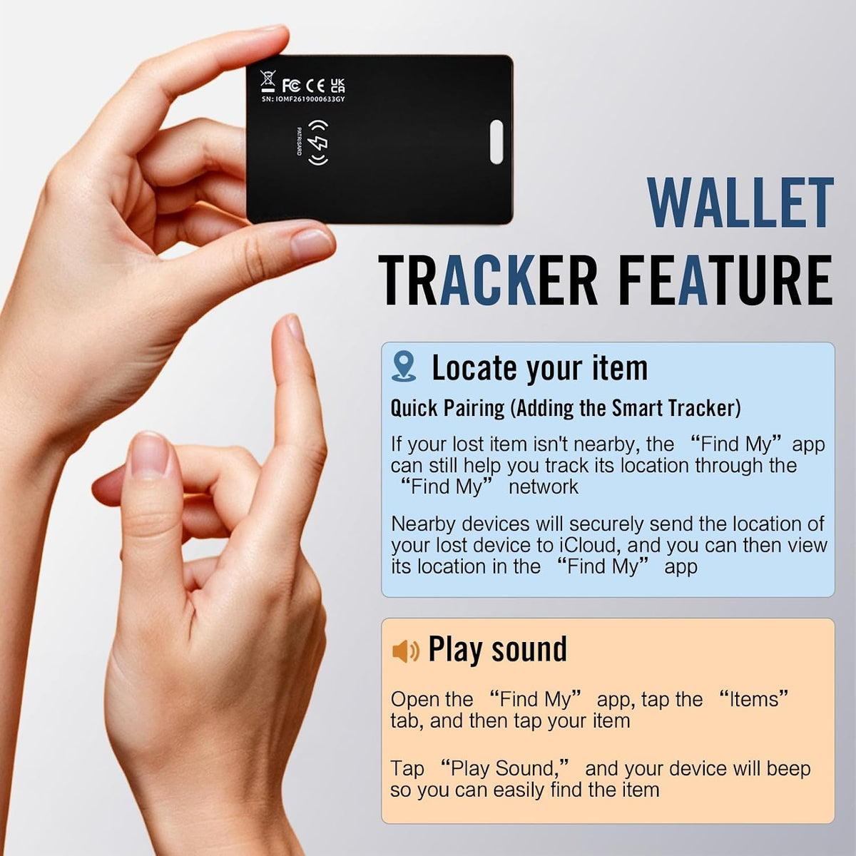 Wallet Tracker Card iOS Android [Apple MFi Certified] Item Locator