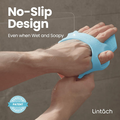 Silicone Shower Scrubber for Body – Exfoliating Loofah Alternative, Zinc & Silver-Infused, Hygienic & Gentle for Sensitive Skin, Durable & Long-Lasting Body Scrubber for Men - Sky Blue