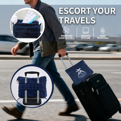 Travel Blanket and Pillow-2-in-1, Ultra-Soft&Compact, Airplane Blanket with Hand Luggage Belt and Backpack Clip,Travelers Accessories Gifts, 61x43 Inches(Pink