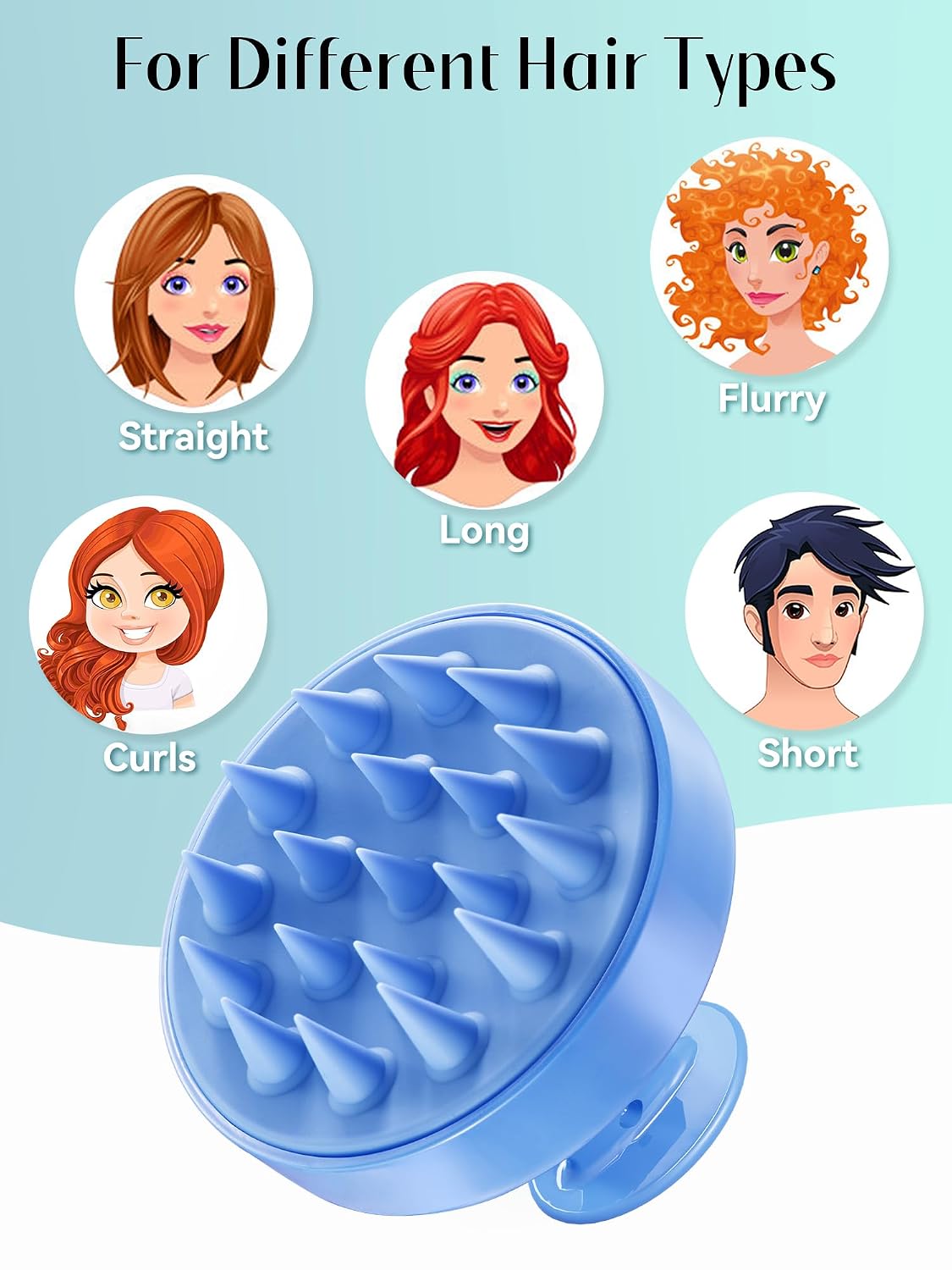 HEETA Scalp Massager Hair Growth, Soft Silicone Scalp Scrubber Shampoo Brush for Exfoliation, Dandruff Removal Head Massage Stress Relax, Wet & Dry Use for Thick Thin Curly Hair Care, Black