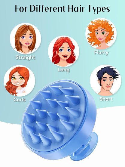 HEETA Scalp Massager Hair Growth, Soft Silicone Scalp Scrubber Shampoo Brush for Exfoliation, Dandruff Removal Head Massage Stress Relax, Wet & Dry Use for Thick Thin Curly Hair Care, Black