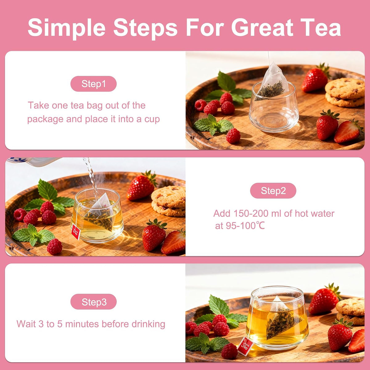 Arohete Raspberry Leaf Tea Bags,30 Teabags-Natural Red Raspberry Leaves Herbal Tea-Caffeine Free -No Additives-Support Menstrual