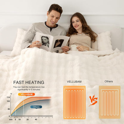 Heated Blanket Throw 50" x 60" - Soft Flannel Sherpa Electric Blanket Throw with 5 Heating Levels & 4 Hours Auto Off, Machine Washable, Ideal Gift for Grandma (Purple)