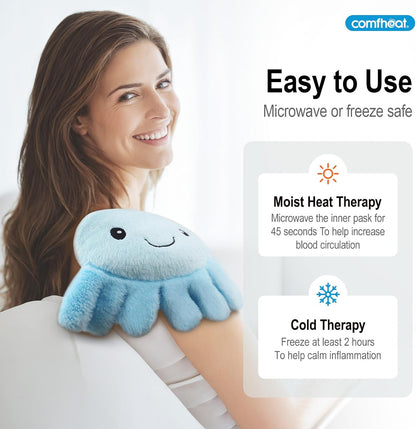 Microwave Unscented Heating Pad for Pain Relief, Moist Heat Pack Hot Compress for Period Cramps, Shoulder, Muscles, Cute Cloud Plush Heating Pad, Gift for Girl Women, with Washable Cover