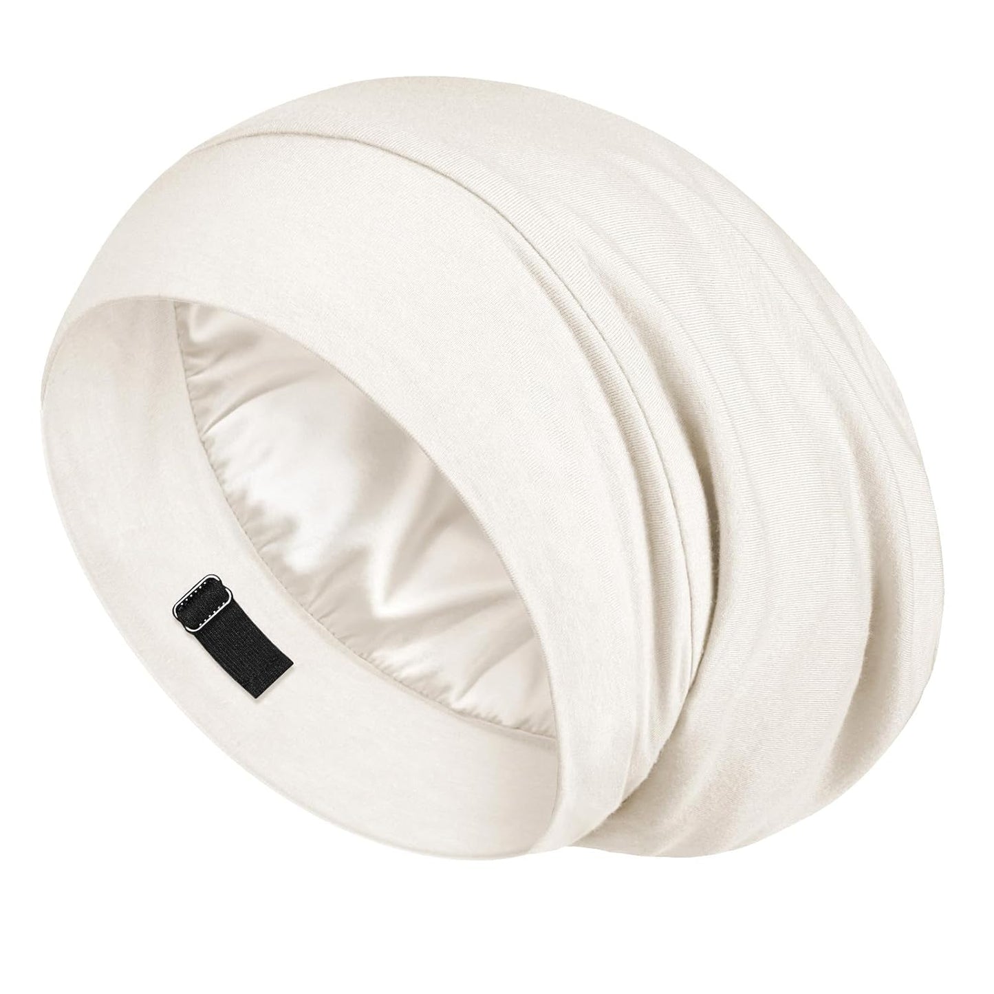 LULUSILK 100% Mulberry Silk Bonnet for Sleeping Women and Men, No More Frizzy Tangled Hair, Real Silk Sleep Cap for Curly Hair, Black, Pack of 1