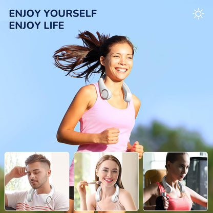 Morelax Neck Fan, USB Rechargeable Personal Fan,Hand Free Bladeless Portable Fans,4000 mAh, 3 Speeds,72 Air Faster softer 360° Cooling, Ultra Quiet,Gift Suitable for Home, Office, Travel, Sports