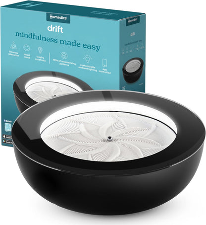 Homedics Drift 11” Sandscape – Version 2.0 with Updated Connected Experience, Smart Wi-Fi Zen Table Décor, LED Ambient Light, Modern Sand Art for Relaxation & Mindfulness, Home & Office Calm Décor