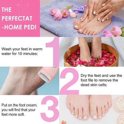Electric Foot File Callus Remover for Feet - 6pcs Larger Grinding Head&3Speed, Pedicure Kit Foot Scrubber Deadskin Callus Remover, Foot Care Kit Pedicure Tools for Dead Skin Callus Hardskin Dry Cracks